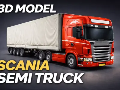 European Cargo Truck 8x4 Low-poly 3D model