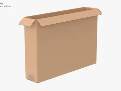 Cardboard Box 50x10x35 Open 3D model