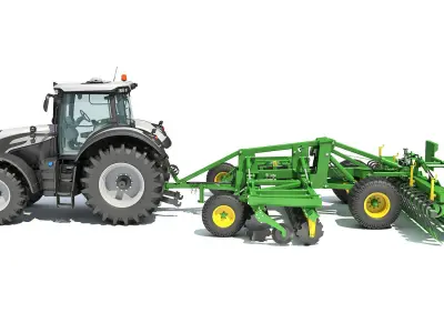 Tractor with Disc Harrow 3D model