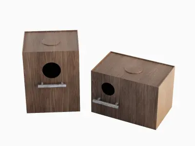 Wooden Birdhouse E 04 Low-poly 3D model