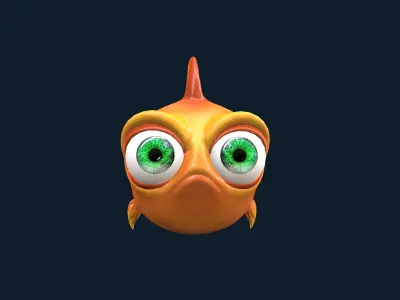 Cartoon Fish With Rig Low-poly 3D model