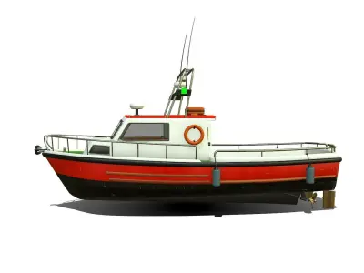 Fishing Boat With Interior Low-poly PBR Low-poly 3D model