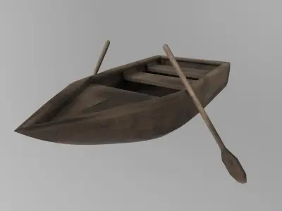 Old rowing wooden boat PBR Free low-poly 3D model