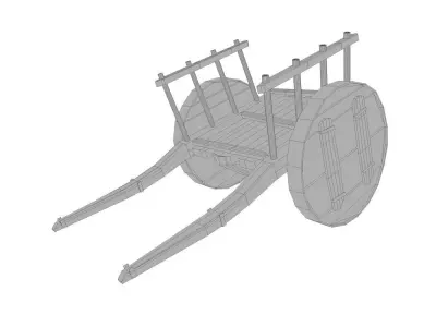 Wagon Wooden Cart Low-poly 3D model purchase