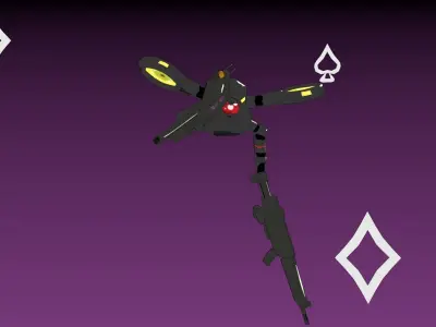 Machinegun Drone Low-poly 3D model