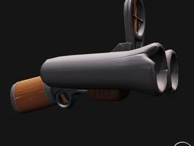 Lowpoly Stylized Shotgun Prop Low-poly 3D model