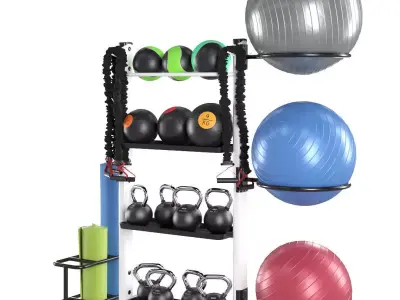 Fitness accessories rack 3D model