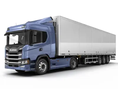 Semi Trailer truck with Trailer 3D model