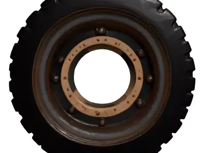 Industrial Rusty Heavy Duty Tire Wheel 3D model