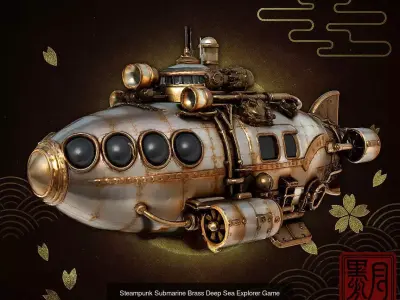 Steampunk Submarine Pack  Highpoly Game 3D Print Models