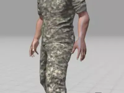 soldier in camouflage Low-poly 3D model