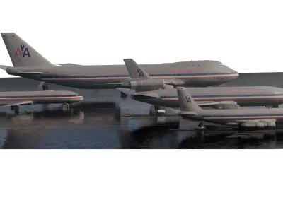  Boeing 747-100 DC-10-10 727-200  707-123B 3D model