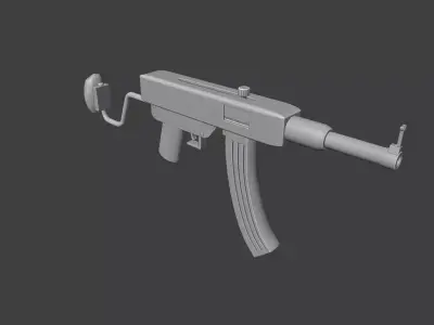 homemade Kalashnikov assault rifle Low-poly 3D model