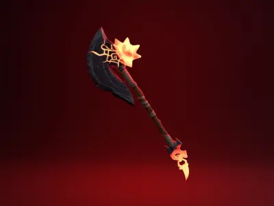 Fantasy Axe - Fire Version Low-poly 3D model
