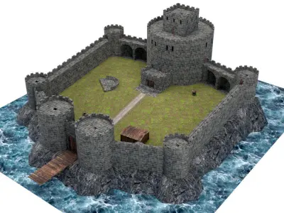 Castle on island 3D model