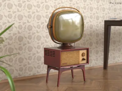 Vintage Philco Predicta Television with Stand Mahogany Brown Old 3D model