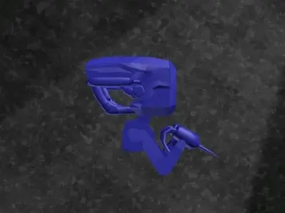 Robot figure holding microphone 3D model