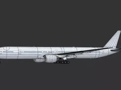 Boeing 777 White Low-poly 3D model
