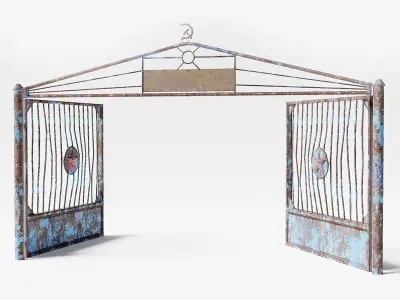 PBR pack of 2color old metal damaged military gates Low-poly 3D model