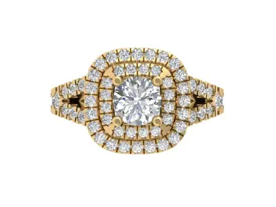  Cushion Solitaire Ring 3D print model