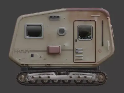 Stylized Chibi Sci-Fi Modular Tracked Trailer Low-poly 3D model