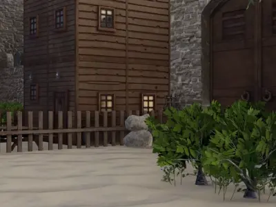 Medieval Walled Village 3D model purchase