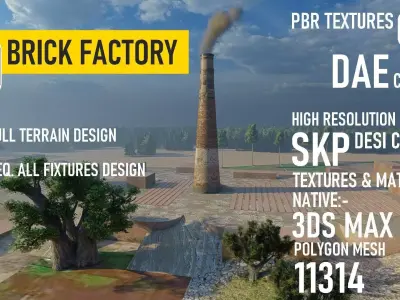Brick Factory Low-poly 3D model