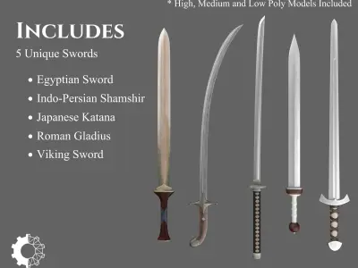 Ancient Collection Weapons Swords 3D Model Pack