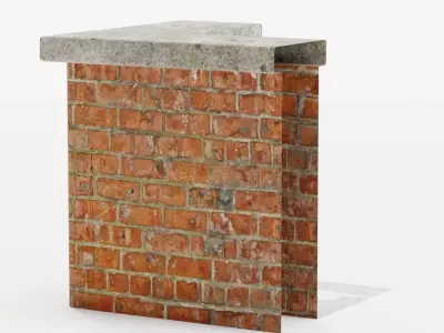 Brick Wall Roof End Corner 1x1x1 Free 3D model