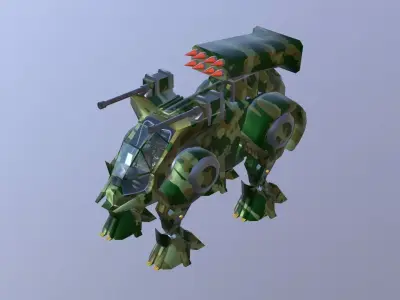 Robot mech warrior military scifi Low-poly 3D model