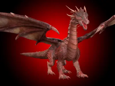 Big Fire Red Dragon Rig 3D model