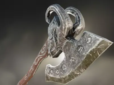 Battle Axe Medieval Stylized Game Ready Low-poly 3D model