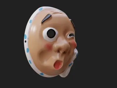 Hyottoko Mask Noh Theatre Mask Japanese Highpoly Midpoly Lowpoly Low-poly 3D model