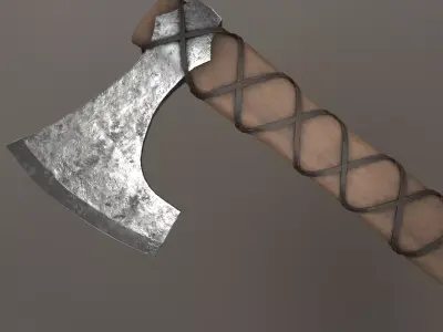 Viking axe Low-poly 3D model 37