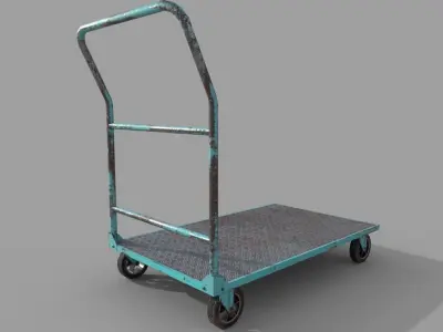 Old Platform Trolley A Low-poly 3D model