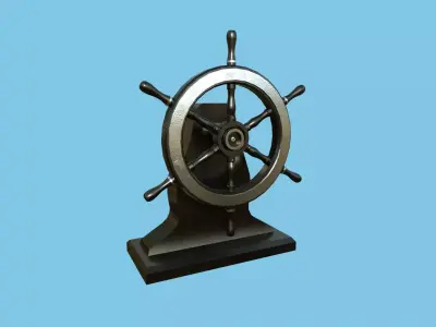 Pirate Ship Wheel 08 - Black Metal - Helm Interior Parts Low-poly 3D model