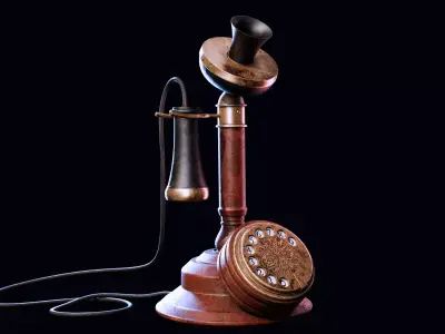 Vintage Candlestick Telephone  High-Quality 3D Model 3D model