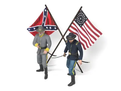 American Civil War - Officers Low-poly 3D model