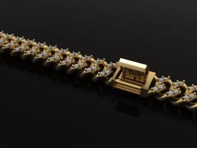 Cuban Diamond Chain Bracelet Necklace Link SIZE 6MM Width 3D print model purchase