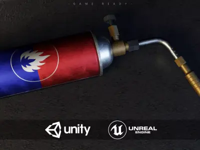 Gas Torch Blowtorch Low-poly 3D model