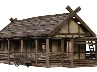 Old Medieval Building House 4K Textures GameReady 56 Low-poly 3D model