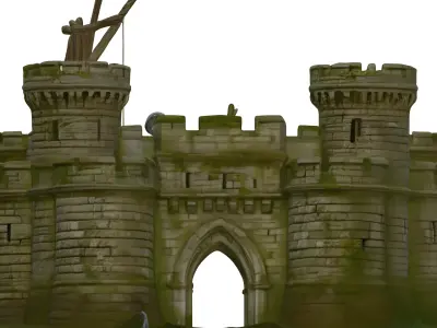 Old Castle Gate 3D Model  Medieva Low Poly PBR Texture GameReady Low-poly 3D model