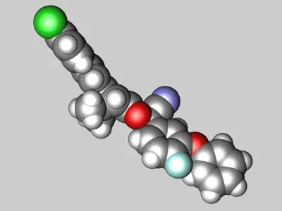 Flumethrin molecular structure light 3D model