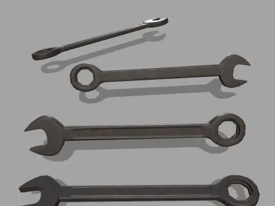 wrench set of wrenches Low-poly 3D model