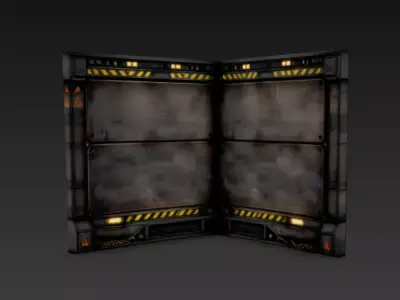 Sci-Fi Industrial Corner Wall Panel - PBR Low Poly Game Ready Low-poly 3D model