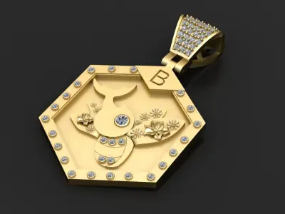 QUEEN HONEY BEE PENDANT 3D PENDANT 3D PRINTABLE MODEL 3D print model