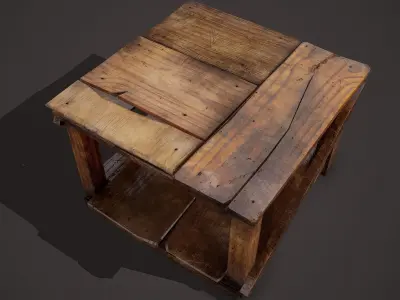 Barn Wood Table Low-poly 3D model