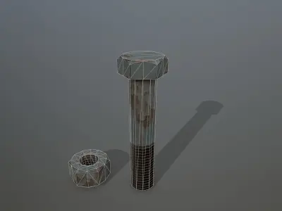 Bolts bolt and nut Low-poly 3D model order