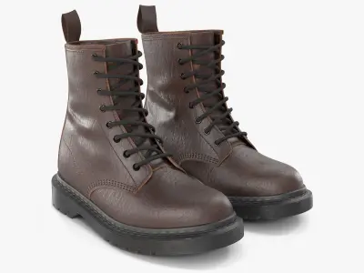 Rocker Lace Up Boots Brown 3D model