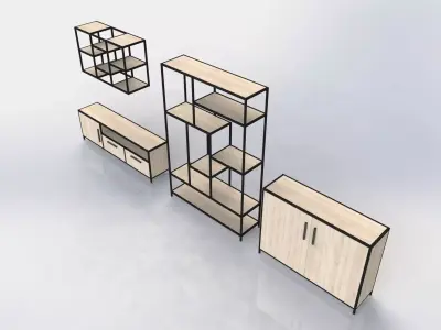 Industrial Modular Furniture Set 3D model